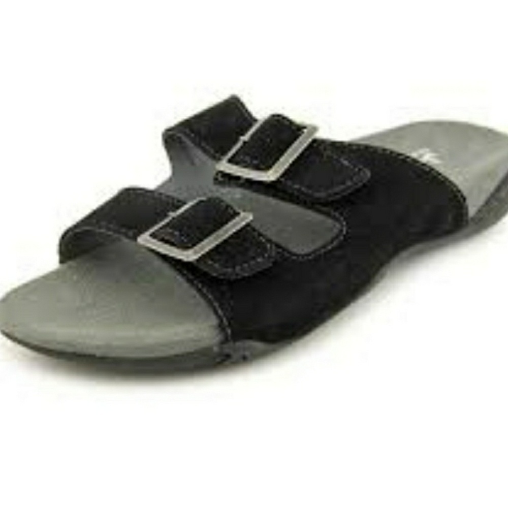 J-41 Pingree leather black slip on sandals sz 10